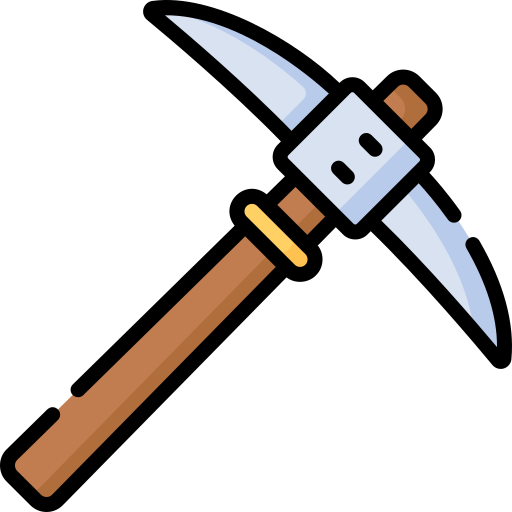 Cartoon pickaxe icon